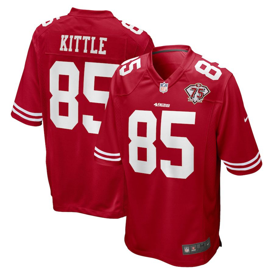 Men San Francisco 49ers 85 George Kittle Nike Scarlet 75th Anniversary Game NFL Jersey